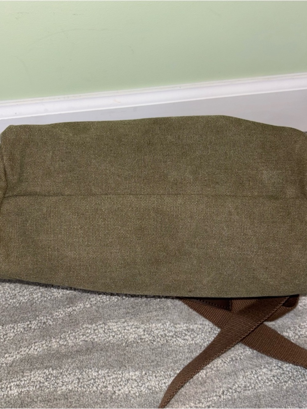 ZEDE Paris Pont Des Arts Mini Olive Canvas Leather Bag Tote W Crossbody Strap - Picture 5 of 15